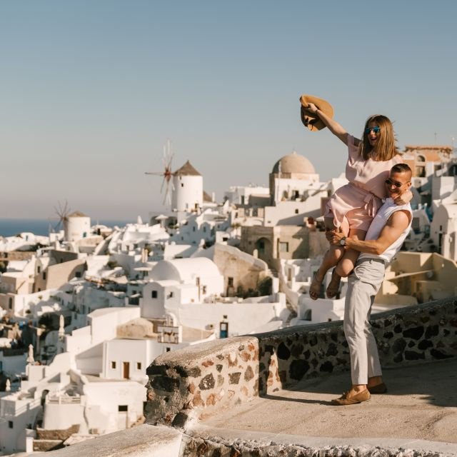 Santorini: excursão de ônibus pela ilha com pôr do sol na vila de Oia
