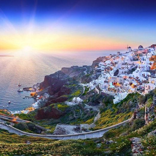 Santorini: cruzeiro com jantar ao pôr do sol no vulcão e nas fontes termais